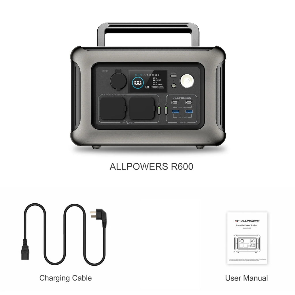 ALLPOWERS R600 Portable Power Station 600W 299Wh LiFePO4 Solar Generator C367