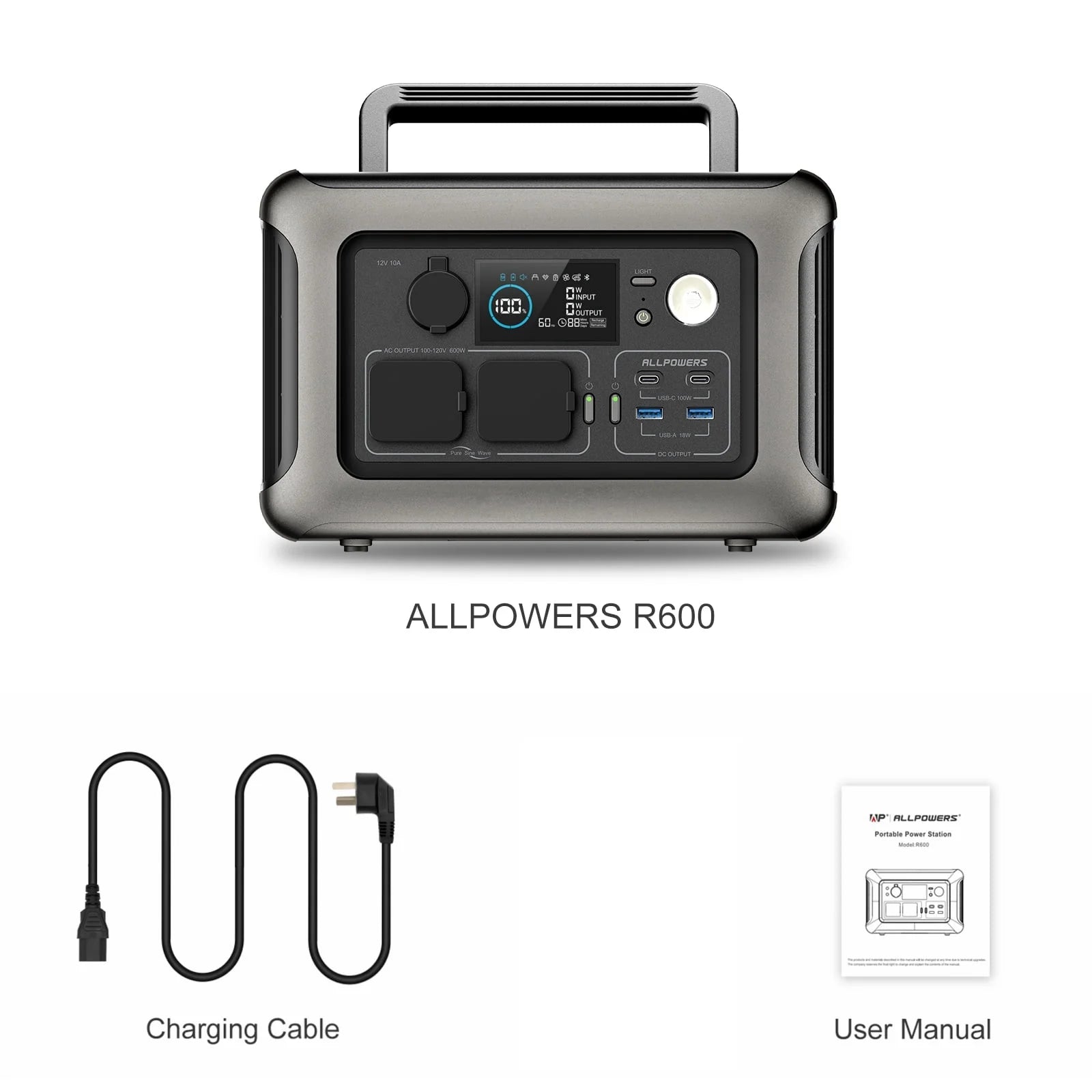 ALLPOWERS R600 Portable Power Station 600W 299Wh LiFePO4 Solar Generator C367