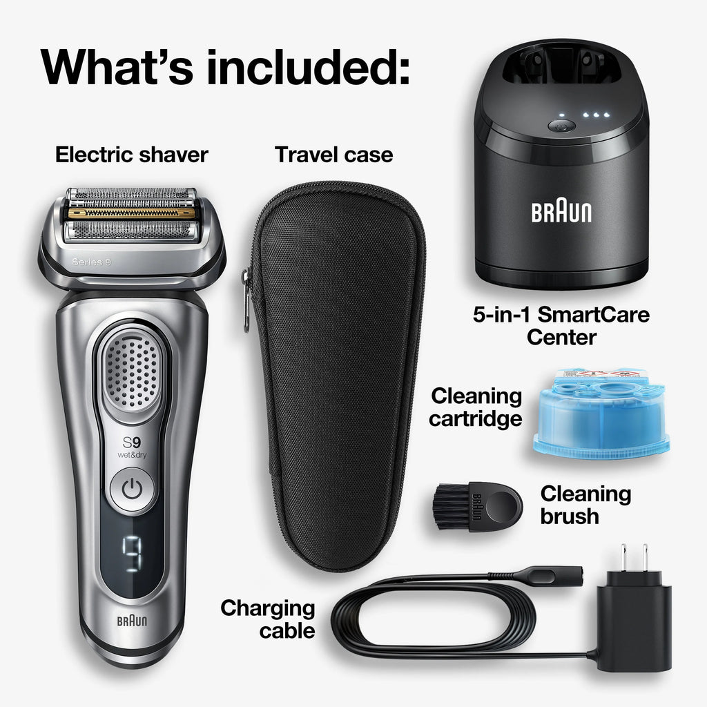Braun Series 9 9370cc Rechargeable Wet Dry Electric Shaver with Clean Station J16358