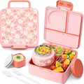 Fimibuke Bento Box for Kids with Thermos, 3-4 Compartment, Leakproof, BPA-Free L195