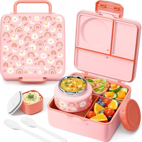 Fimibuke Bento Box for Kids with Thermos, 3-4 Compartment, Leakproof, BPA-Free L195