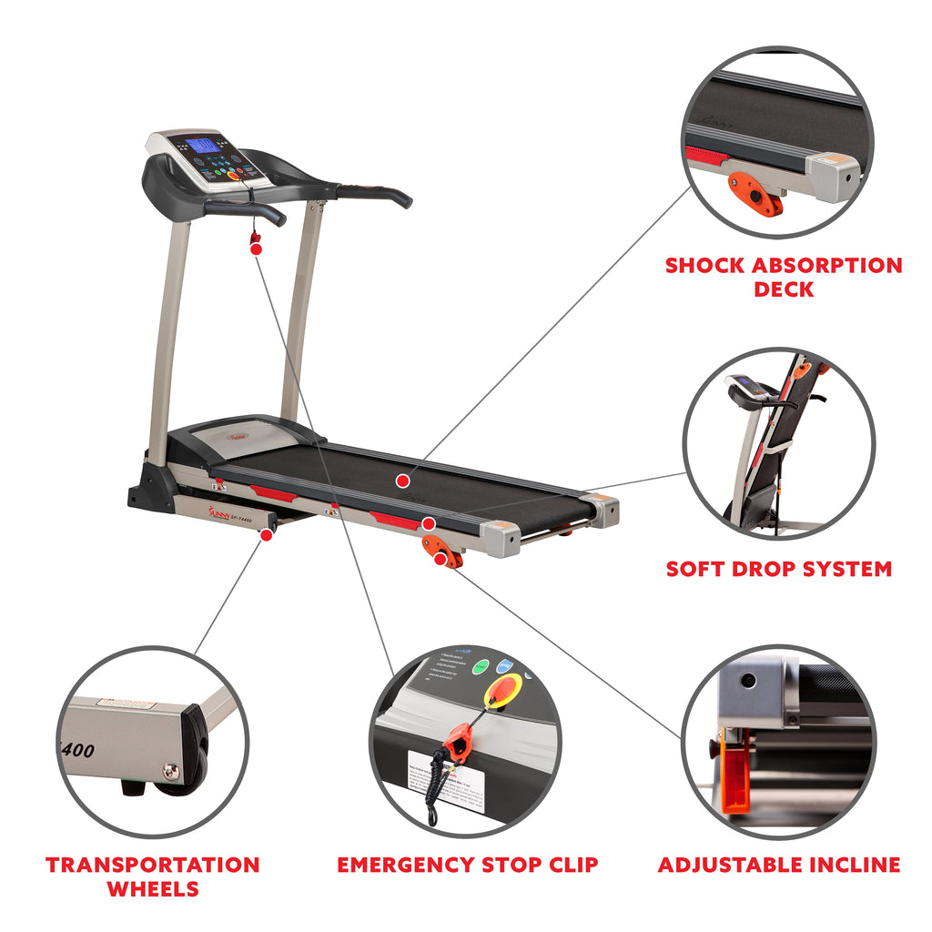 Sunny Health & Fitness Folding Treadmill with Manual Incline SF-T4400 P36194