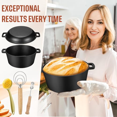 Cast Iron Dutch Oven for Bread Baking with Lid, Nonstick D570706