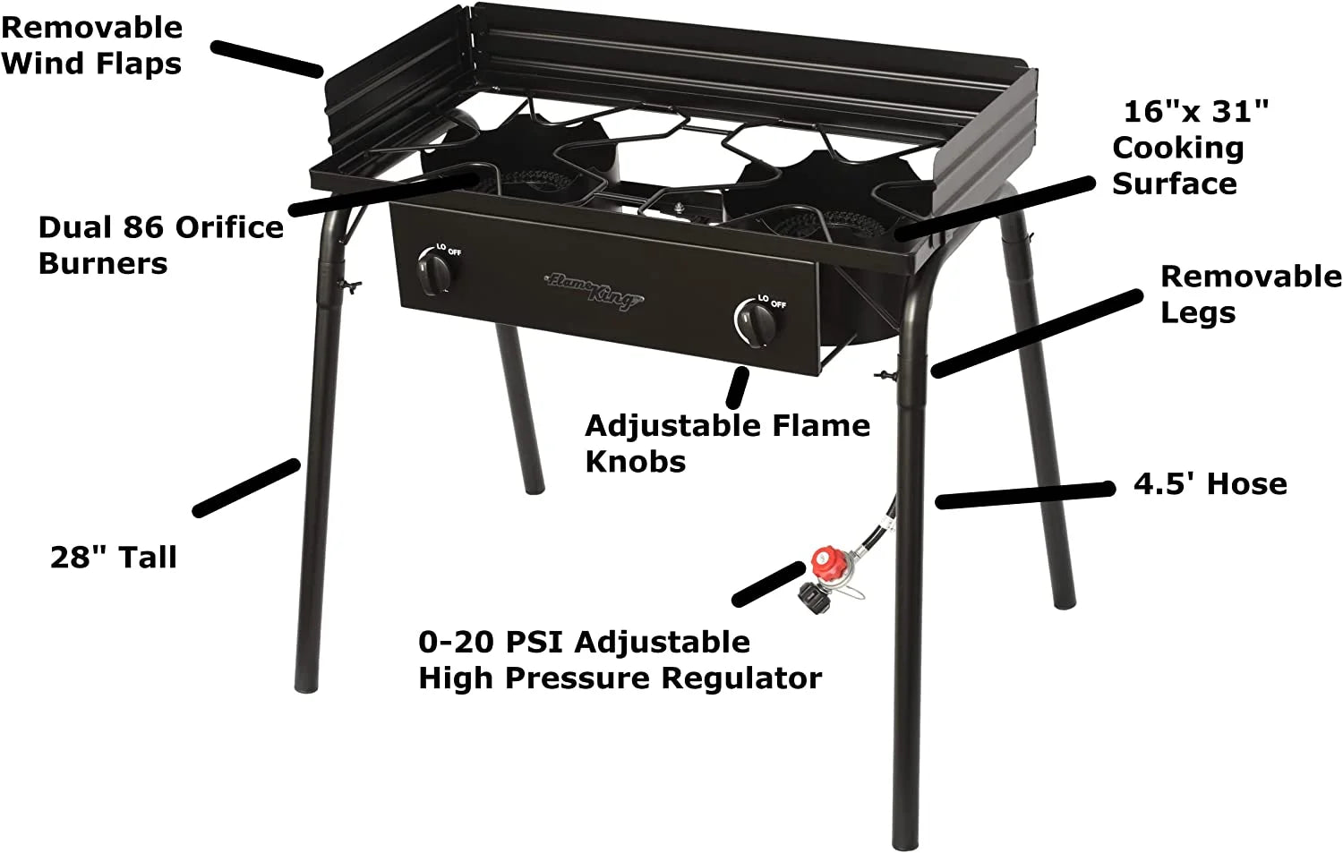 Flame King 200,000 BTU LP Gas 2 Burner Standup Cooktop Stove Z6687