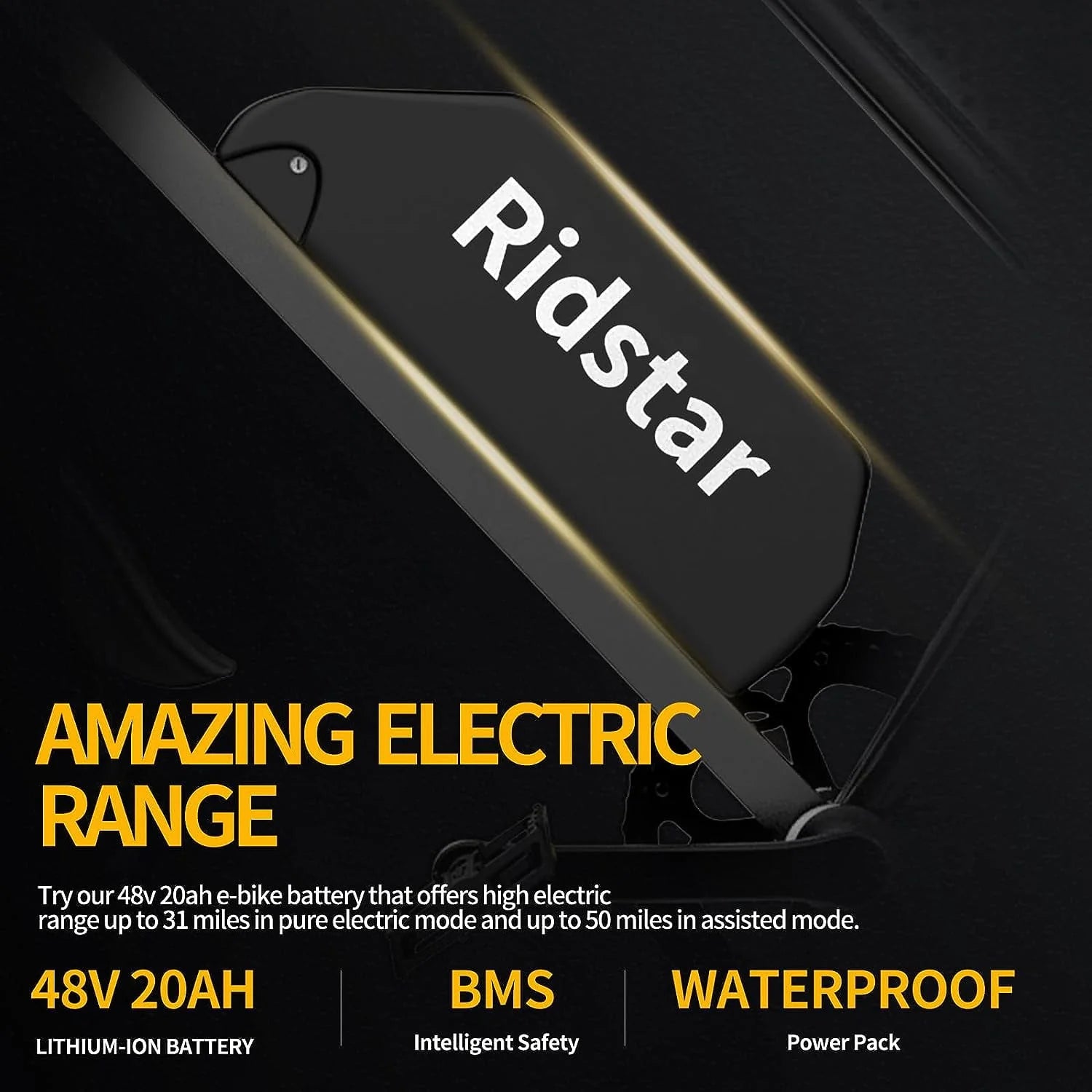Ridstar Electric Bike for Adults, 20" Fat Tire, 1000W, Removable 48V/20Ah Battery R94788