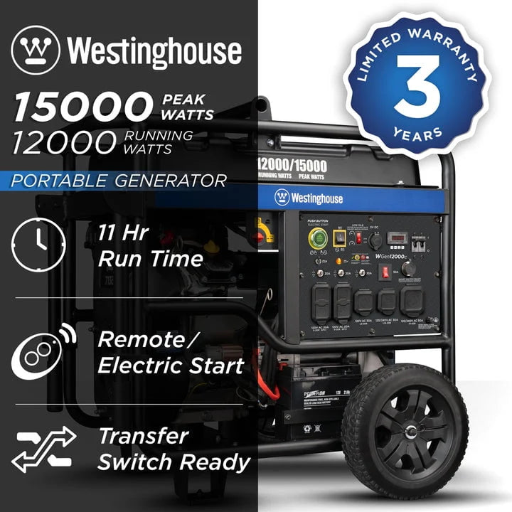 Westinghouse 15,000 Peak Watt Portable Generator with Electric Start K209