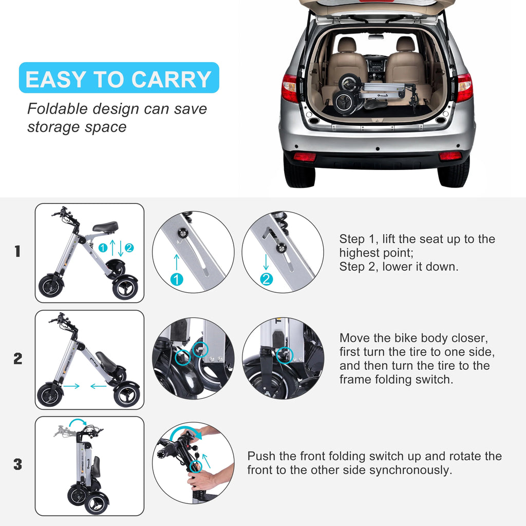Topmate ES32 Electric Scooter Mini Tricycle for Adult, Foldable 3 Wheel Mobility Scooter X50404