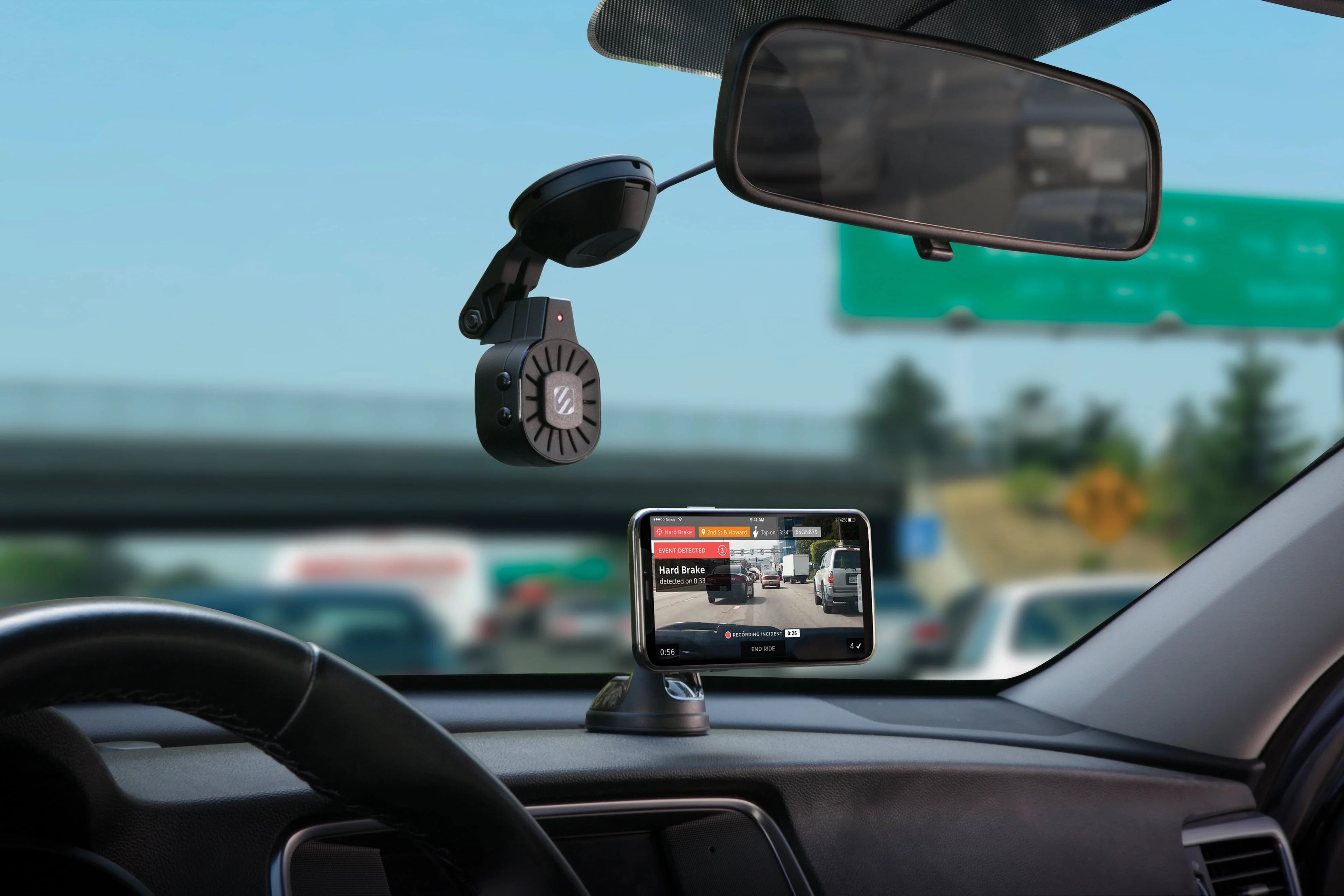 Scosche NEXC11032W-SP1 Full HD Smart Dash Cam Windshield Mount Black W784
