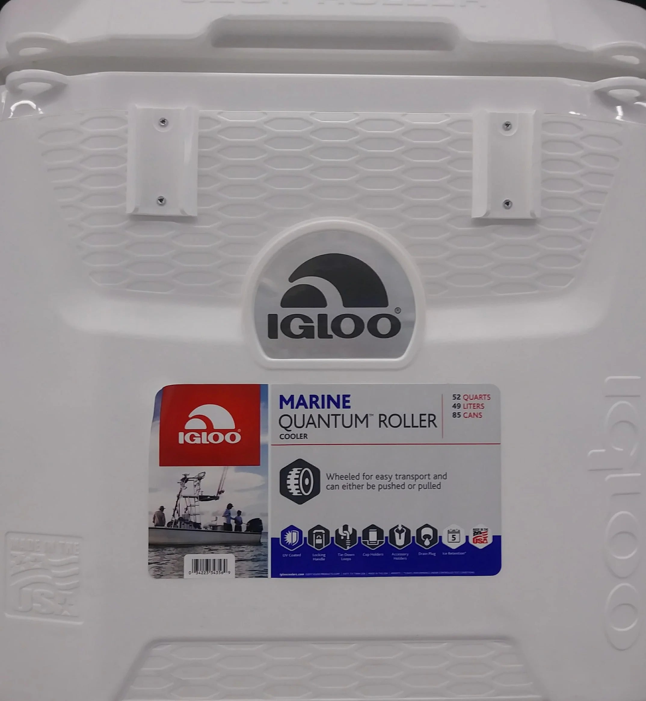 Igloo 52 QT 5-Day Marine Cooler with Wheels, White O609