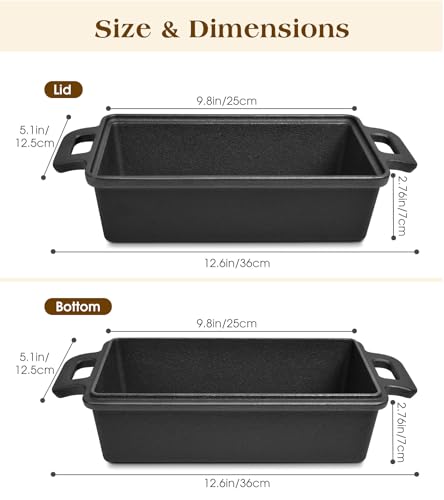 Cast Iron Loaf Pan with Lid, 9×5 in, Oven-Safe for Sourdough Bread G904458