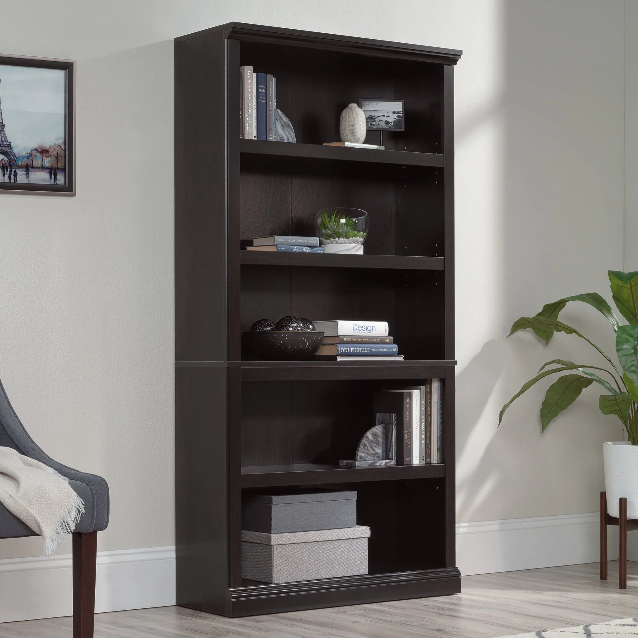 Sauder Select 5-Shelf Bookcase, Chalked Chestnut Finish O1929