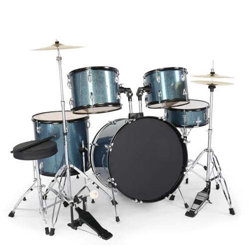 Ktaxon 22 Inch 5-Piece Adult Drum Set with Cymbals and Stool (Blue) G680