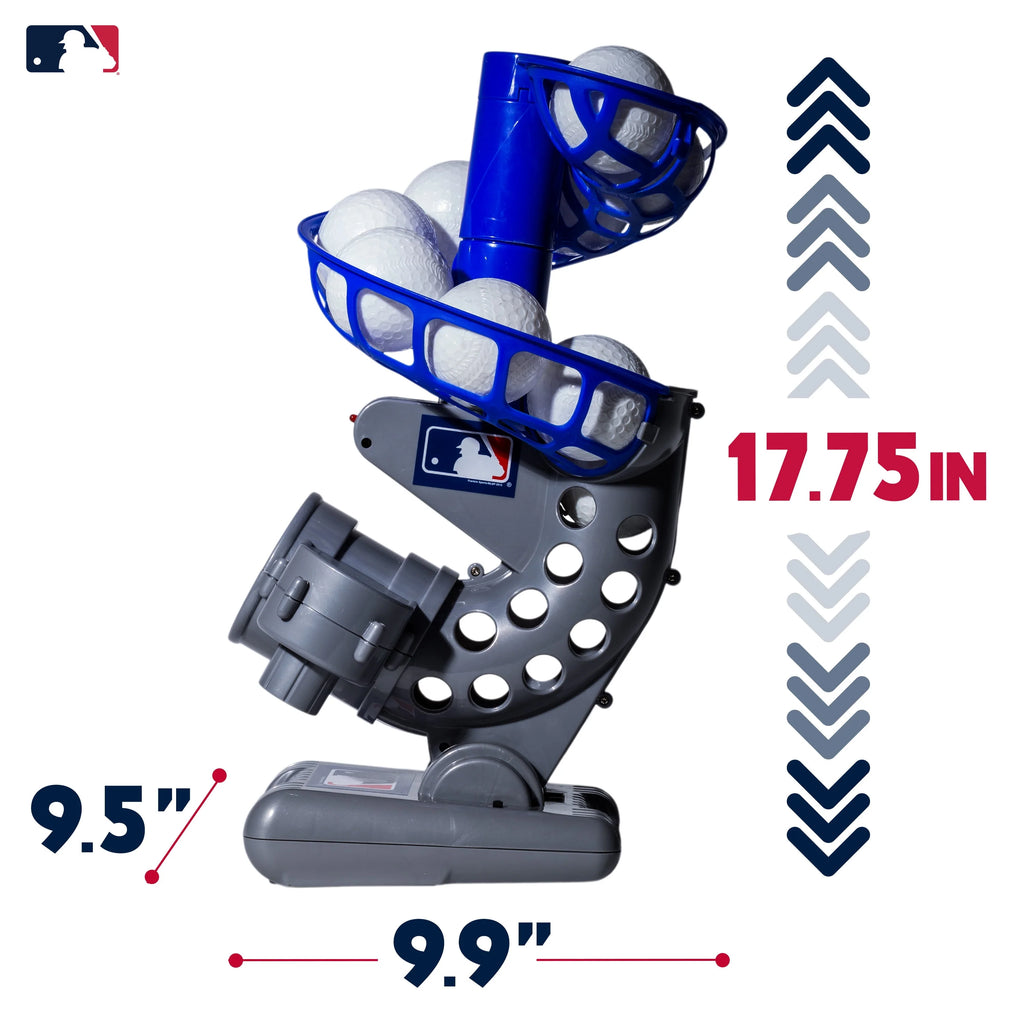 Franklin Sports Kids Baseball Pitching Machine Height Adjustable with 6 Plastic Balls, Grey/Blue U92360