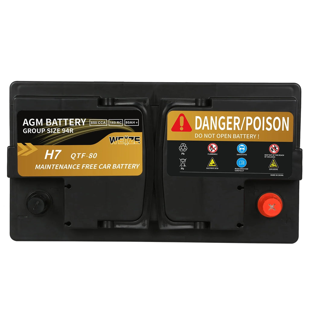 Weize Platinum AGM Automotive Battery Group 94R H7, 12V 80Ah N779