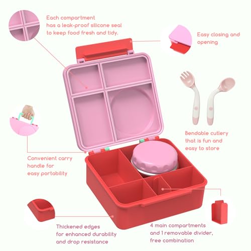 Bento Box for Kids - Leak-Proof Lunch Box with Insulated Thermos Food Jar, Blue O585527