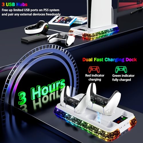 PS5 Stand and Cooling Station with LED Controller Charger for PlayStation 5 X4200