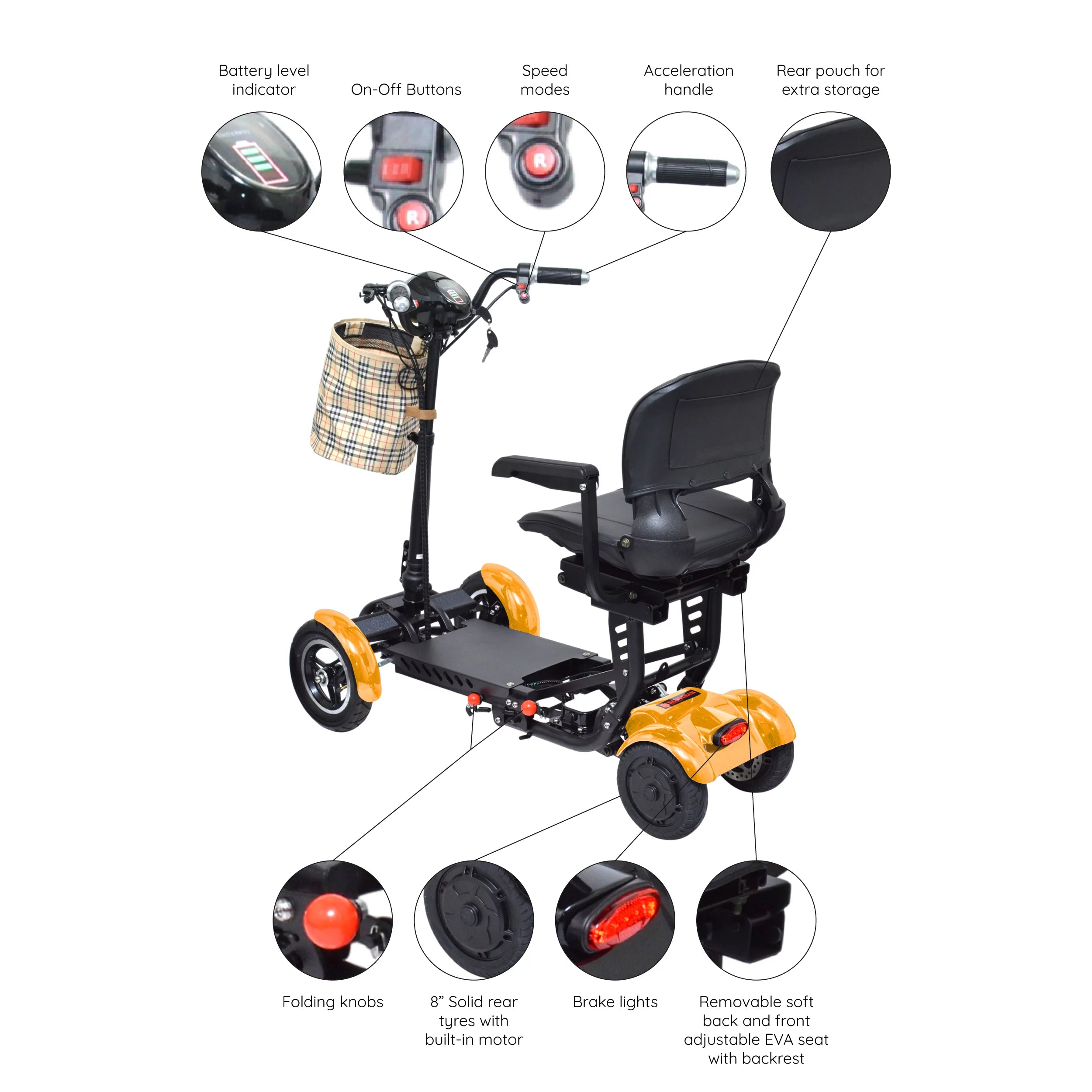 Compact Electric Scooter for Adults with Adjustable Seat and Armrests N441