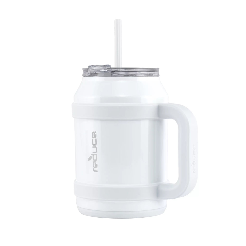 Vacuum Insulated Stainless Steel Mug with Lid and Straw, White, 50 fl oz O34409