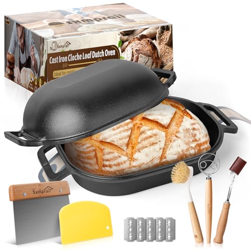 Cloche Loaf Dutch Oven, Pre-Seasoned, 9.5QT, Cast Iron Bread Pan with Lid Q8578