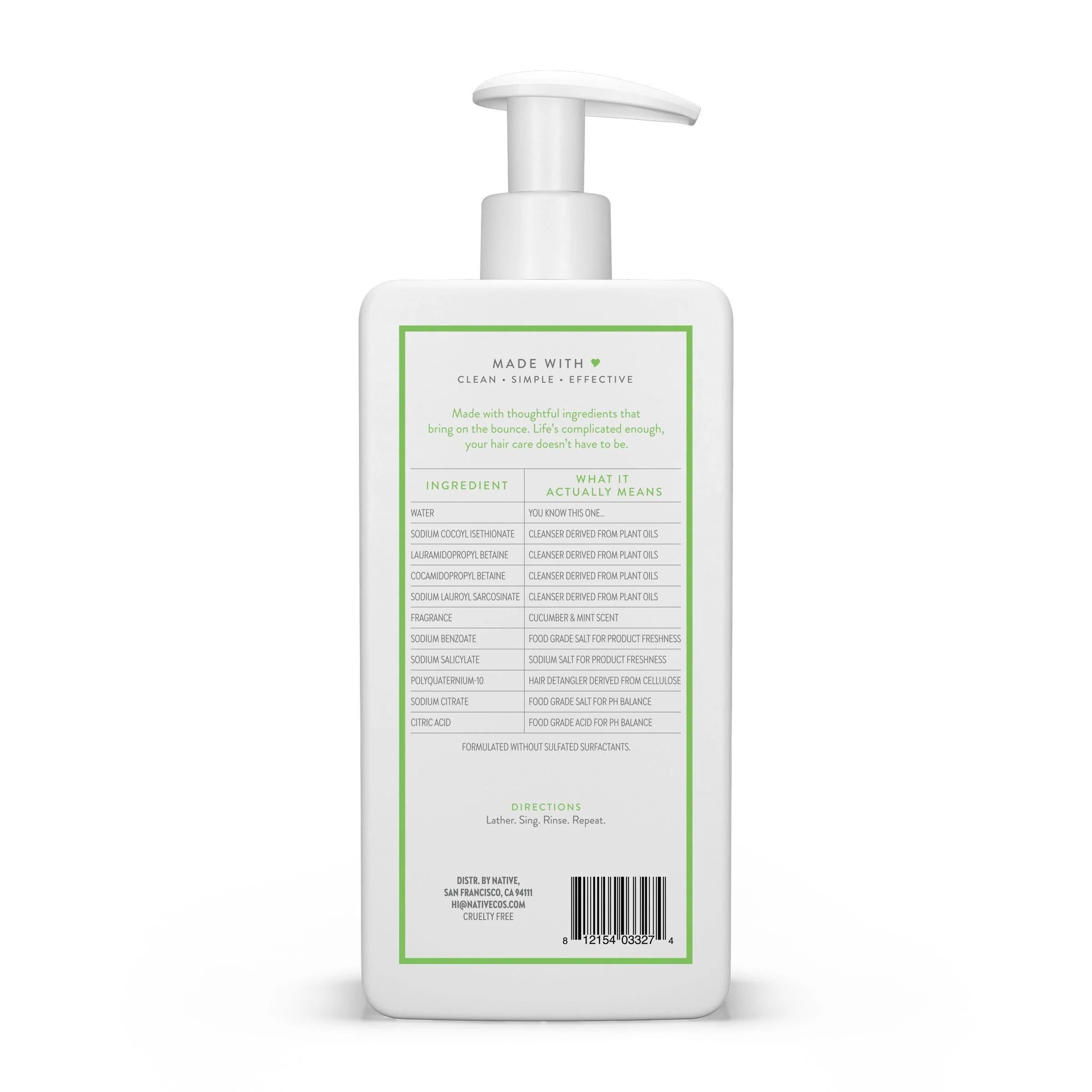 Native Volumizing Shampoo, Cucumber & Mint, Sulfate Free, 16.5 oz E747