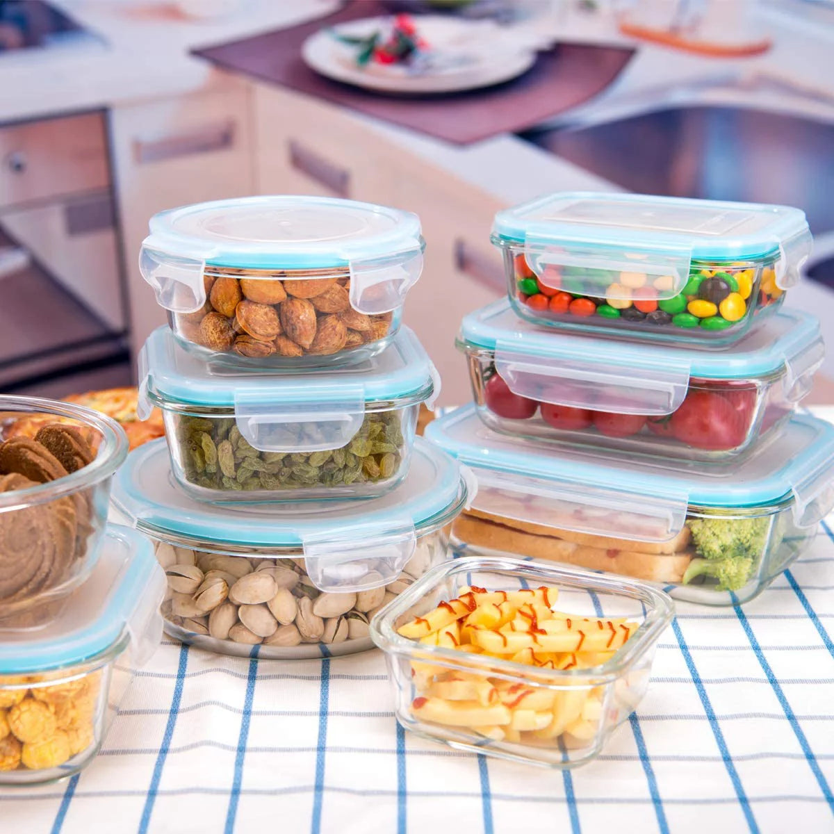 AILTEC Glass Food Storage Containers with Lids, 9-Pack U3511