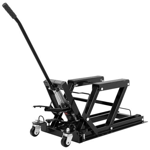 Hydraulic Motorcycle Lift Jack 1500Lb ATV Scissor Lift with Height Adjustment, Red I401623