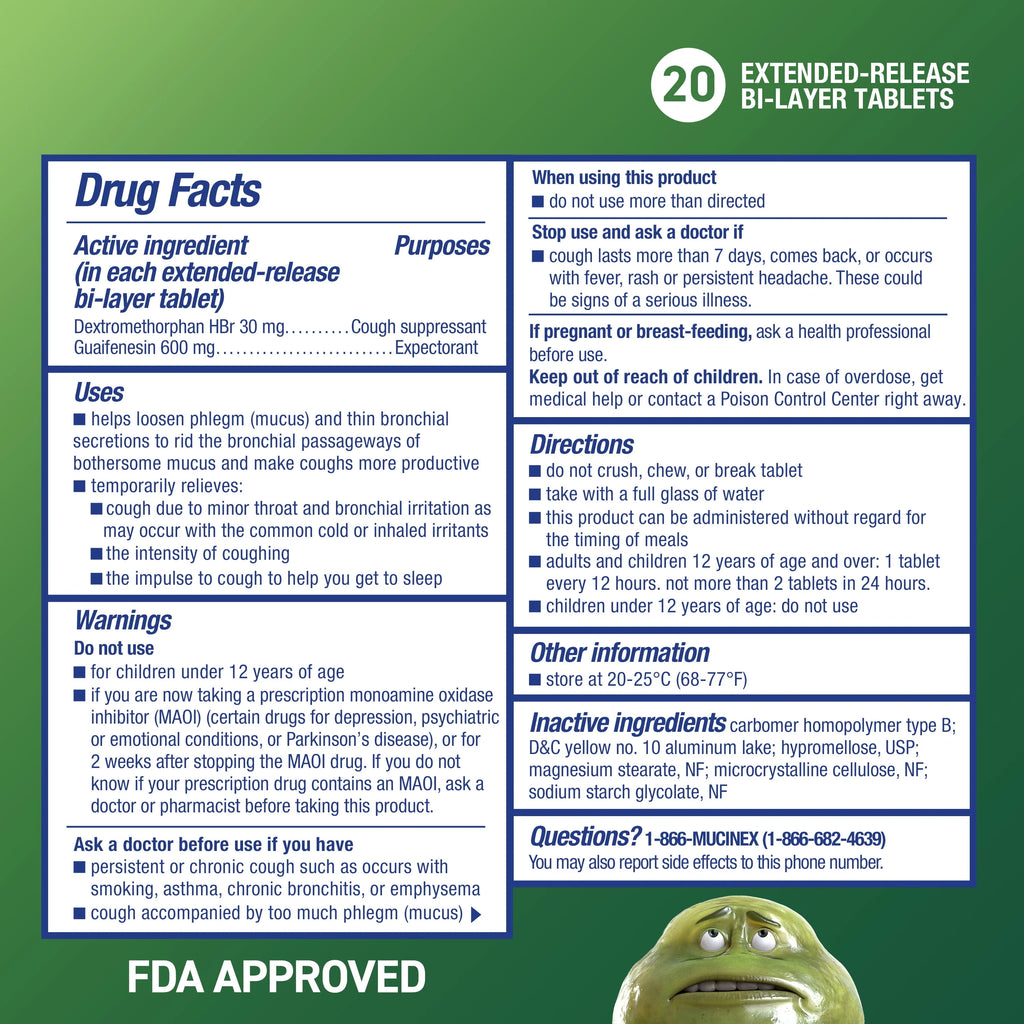 Mucinex 12 Hour Relief DM Cough Medicine, 20 Tablets I959