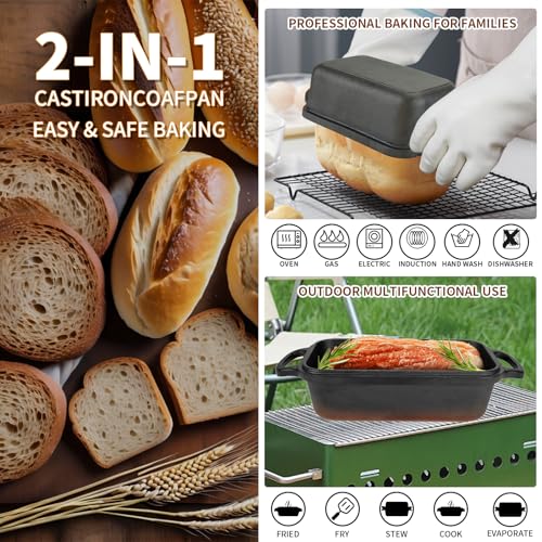 Enameled Cast Iron Bread Pan with Lid, 2 Piece Set, Lake Blue S82842