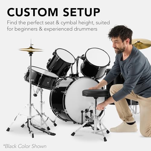 Best Choice Products 5-Piece Full Size Adult Drum Set with Cymbal Stands, Stool, Pedal, Sticks - Dark Blue Sparkle D34023