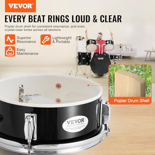 VEVOR Adult 5-Piece Drum Set, 22 Inch Full Size Kit, Black L366261