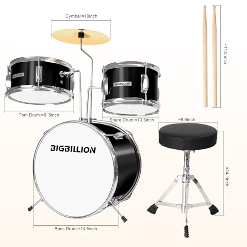 3-Piece Kids Drum Set with Cymbal, Pedal & Sticks (Pink) S64056