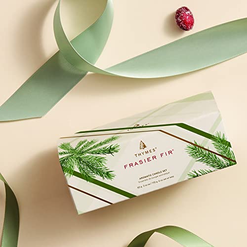 Thymes Frosted Plaid Frasier Fir Candle Set – Scented, 3 Oz (2 Pack) Q9281