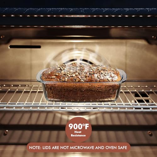 Razab Glass Loaf Pan with Lids, 7.6 Cups, Set of 2, Oven and Microwave Safe Z2943