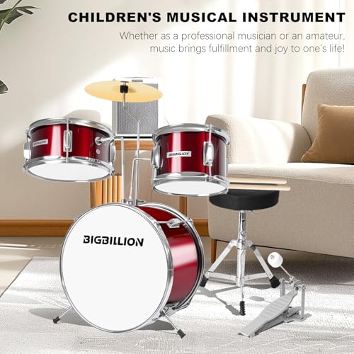 3-Piece Kids Drum Set with Cymbal, Pedal & Sticks (Pink) S64056