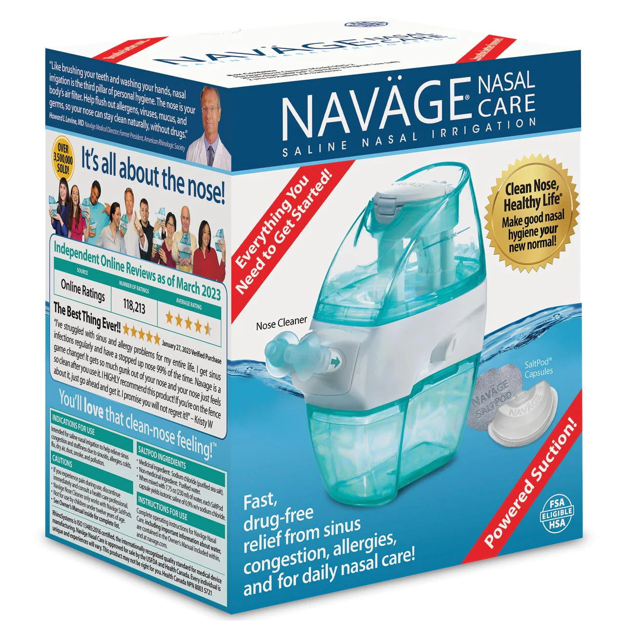 Navage Nasal Care Starter Bundle Nose Cleaner with 30 SaltPods O6887