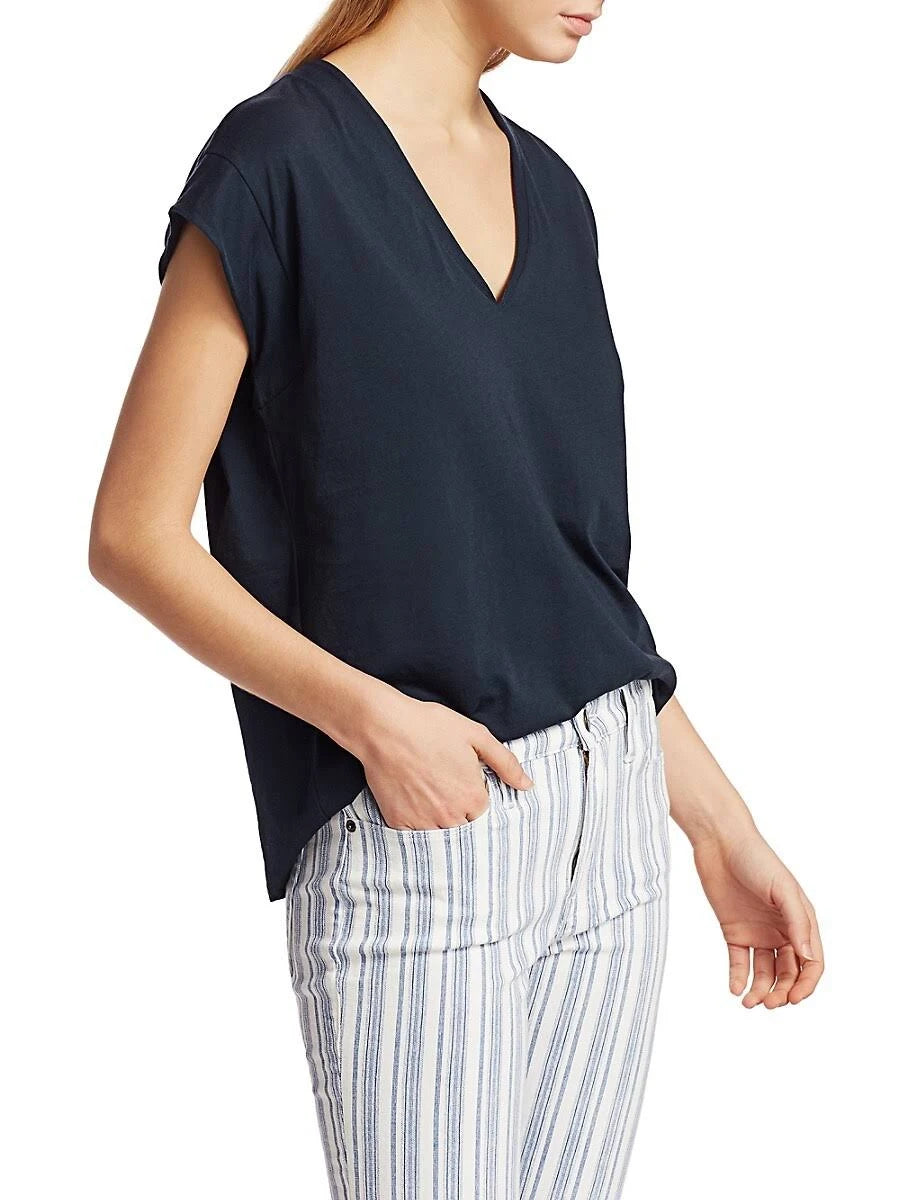 Frame Le Mid Rise V-Neck Tee Gris Heather C347