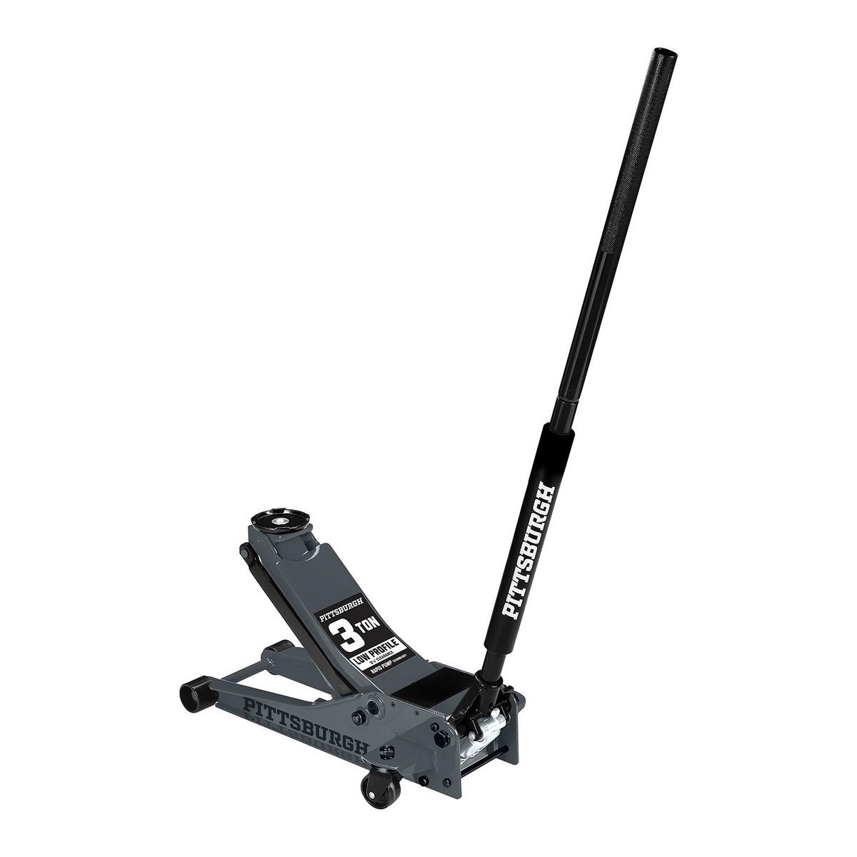 PITTSBURGH 3 Ton Low-Profile Floor Jack with Rapid Pump, Slate Gray J65430