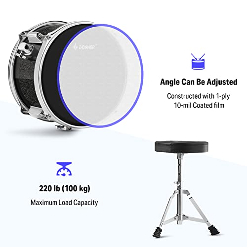 Donner 5-Piece Kid Drum Set for Beginners, 14 Inch Full Size, Metallic Black H8038