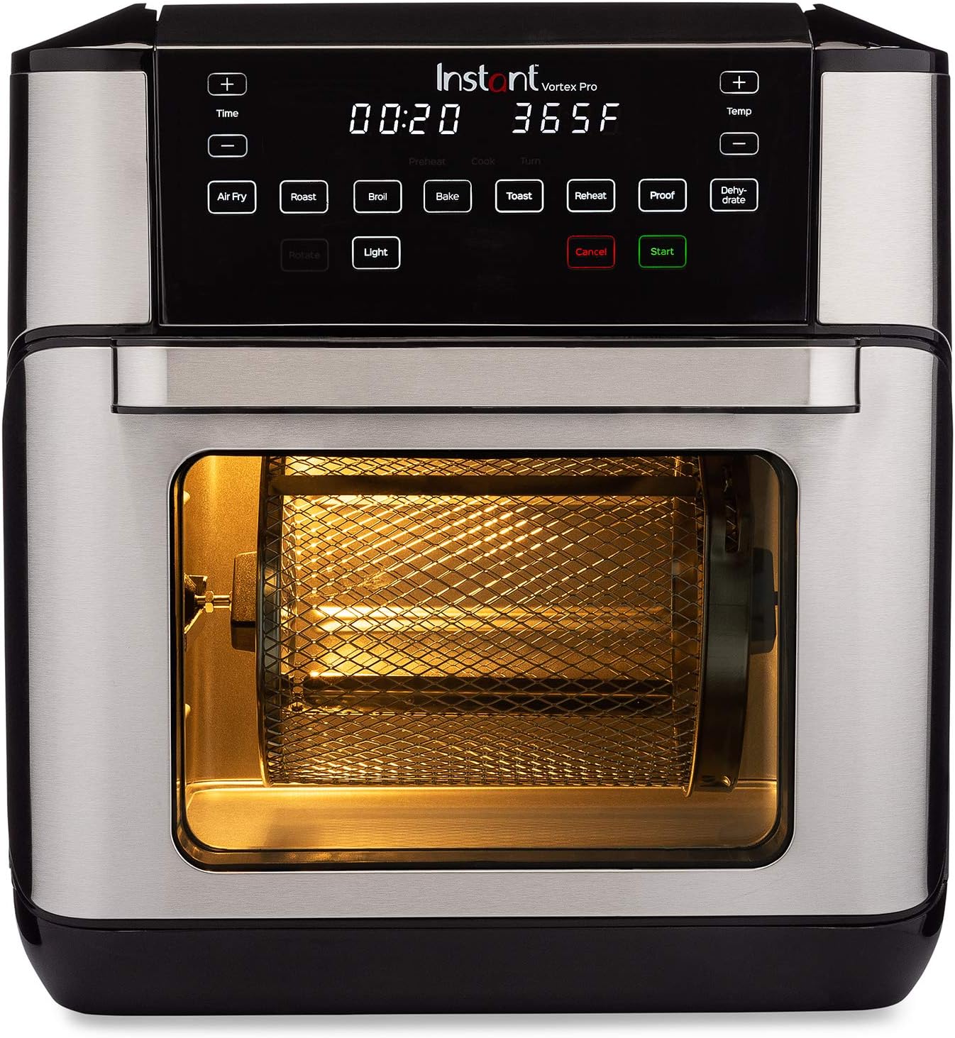 Instant Vortex Pro 10 Quart Air Fryer, Rotisserie and Convection Oven, Air Fry, Roast, Broil, Bake, Toast, Reheat and Dehydrate, 1500W, Stainless Steel and Black