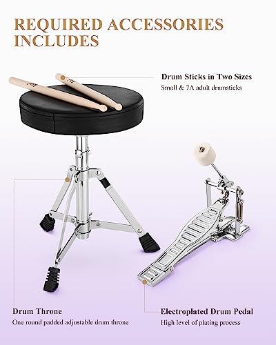 Eastar 3-Piece Kids Drum Kit for Beginners, 14 Inch, Metallic Sky Blue Y27429