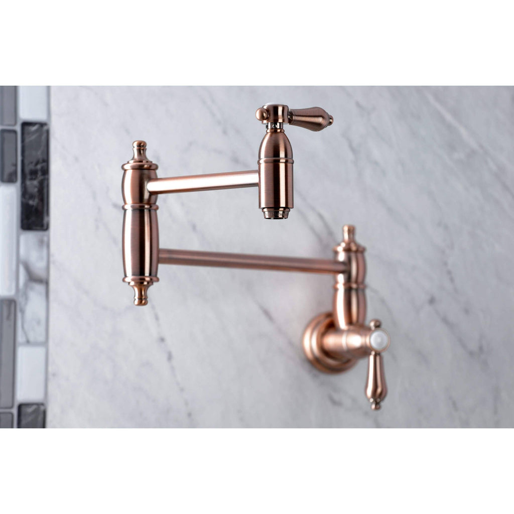 Kingston Brass Heirloom Wall Mount Pot Filler Kitchen Faucet Antique Copper B590