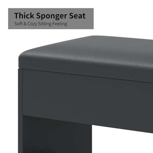 55" Vanity Desk with Charging Station and Lighted Mirror, Black Z765