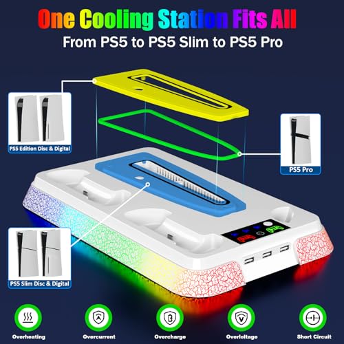 PS5 Stand and Cooling Station with LED Controller Charger for PlayStation 5 X4200