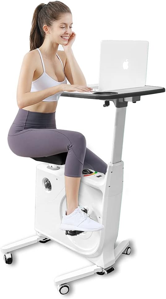 Magnetic Resistance Exercise Bike Desk with Adjustable Desk and Leather Seat K741737
