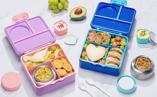 Fimibuke Bento Box for Kids with Thermos, 3-4 Compartment, Leakproof, BPA-Free L195