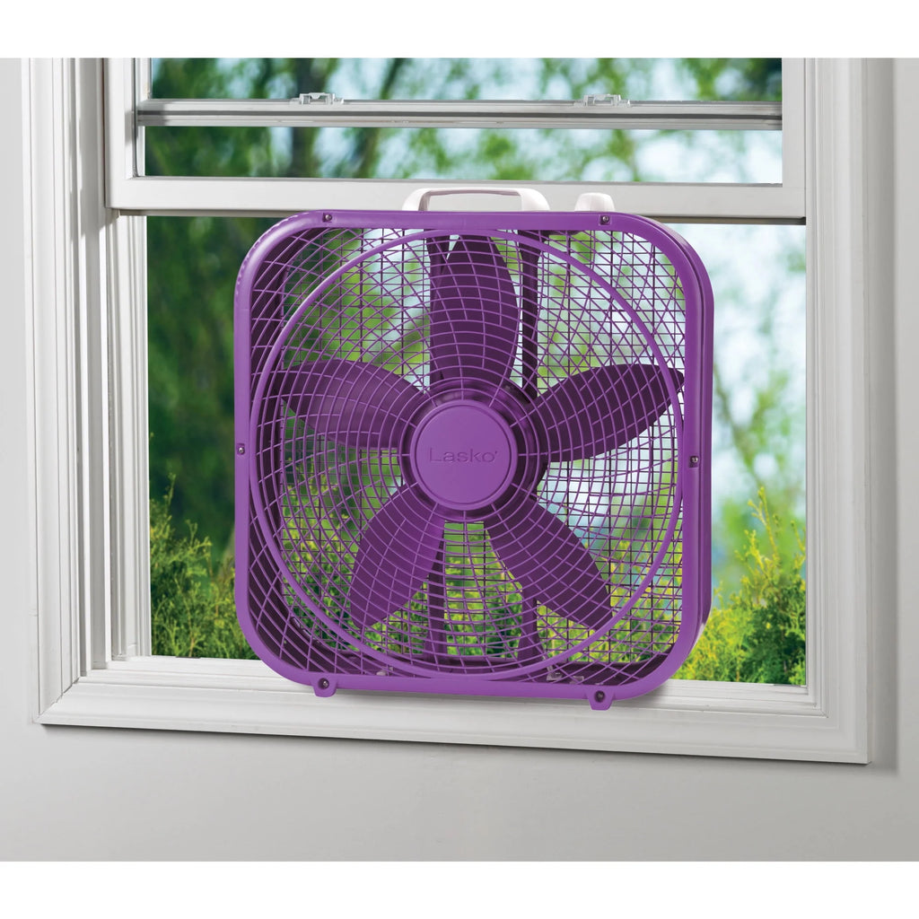 Lasko 20 Classic Box Fan with Weather-Resistant Motor, 3 Speeds, White Y945432