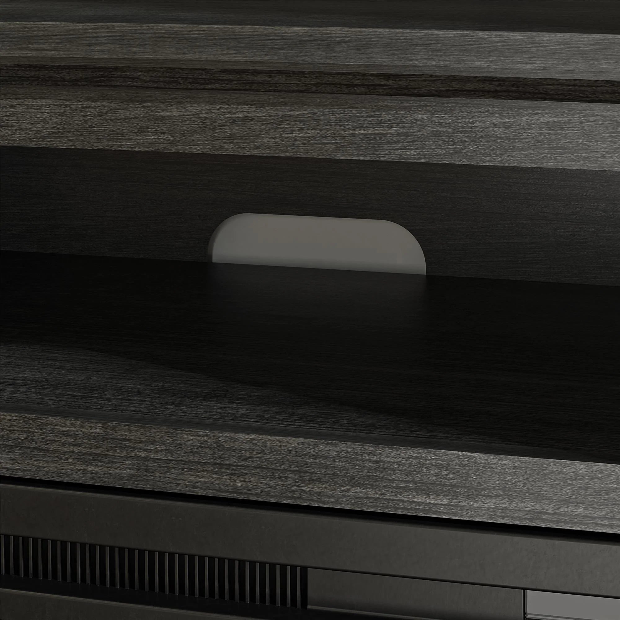 Ameriwood Home Ashton Lane Electric Fireplace TV Stand for TVs up to 65, Black Oak D206311