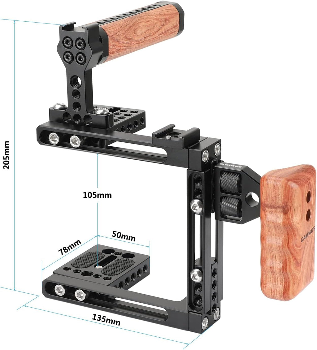 CAMVATE Universal Adjustable Camera Cage with Left Handle Grip M7744