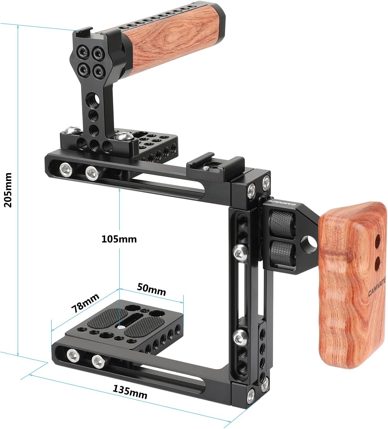 CAMVATE Universal Adjustable Camera Cage with Left Handle Grip M7744