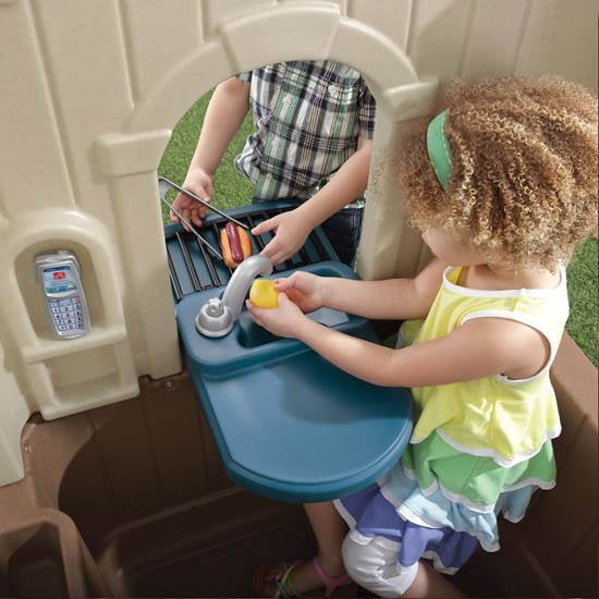 Step2 Neat & Tidy Cottage II Brown Playhouse Plastic Kids Outdoor Toy G21972